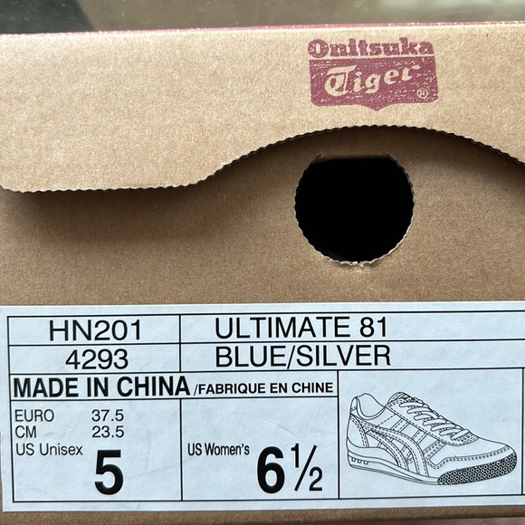 NEW Onitsuka Tiger Ultimate 81 sneakers Blue/Silver size women’s US 6.5 - Picture 9 of 11